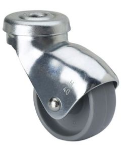 Rueda giratoria agujero pasante 015kg cojinete liso 030mm polipropileno gris ruedas alex 3-0019