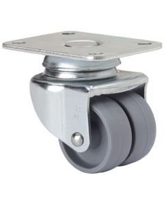 Rueda giratoria doble platina 70x55mm 040kg cojinete liso 040mm polipropileno gris ruedas alex 3-0012