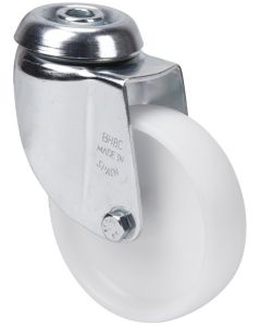 Rueda giratoria agujero pasante 050kg cojinete liso 060mm poliamix blanco ruedas alex 1-0174