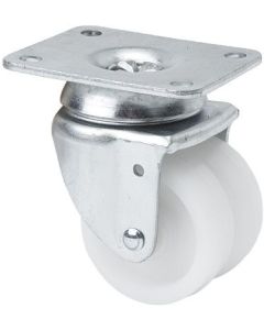 Rueda giratoria platina 70x55mm 090kg cojinete liso 050mm polipropileno blanco ruedas alex 2-0039