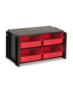 Clasificador apilable plastico negro y rojo 4 gavetas 170x360x190 mm tayg
