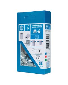 Tuerca lisa ancha acero a3k bralo m6 55 uds