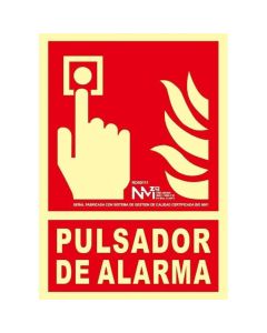 Señal pulsador de alarma pvc normaluz 1mm clase a 210x300mm