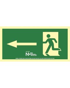 Señal evacuación flecha izquierda pvc 1mm clase a vision 10m