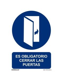 Señal obligatorio cerrar las puertas pvc 0,7mm 210x300mm