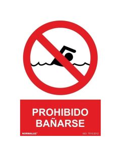 Señal prohido bañarse pvc normaluz 0,7mm 210x300mm
