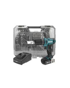 Taladro percutor 18v, 50nm 2 baterias 2.0 ah, cargador y 75 accesorios wesco