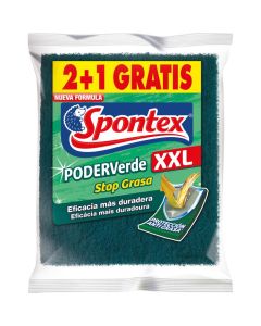 Estropajo fibra verde (2+1 uds) spontex xxl 23001297