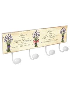 Percha pared porcelana lavanda 4 4 pomos blanca nesu