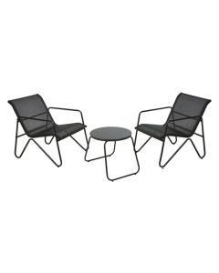 Sillon acero textilene 2 u + mesita negro import