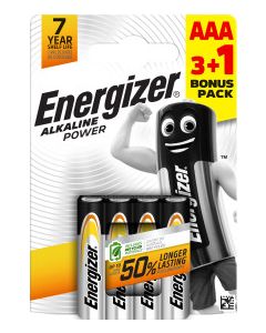Pila alcalina power lr03 aaa pack 4 +3+1 energizer 23002357