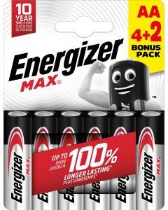 Pila alcalina max lr6 aa pack 4+2 energizer 23002365