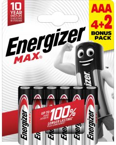 Pila alcalina max lr6 aaa pack 4+2 energizer 23002366