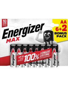 Pila alcalina max lr6 aa pack 6+2 energizer 23002367