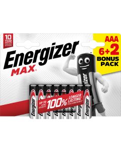 Pila alcalina max lr6 aaa pack 6+2 energizer 23002368