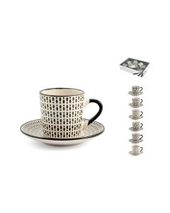 Taza cafe con plato stoneware whera set 6 uds 9 cl