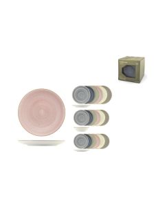 Vajilla 18 pzas stoneware surtido harper colores