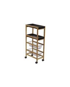 Carro con ruedas 2 cestas 40 x 22 x 83 cm - negro versa