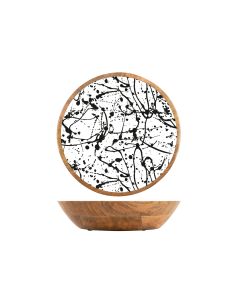 Bol madera mango decorado 30 cm blanco/negro non