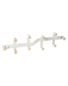 Percha pared madera natural 430 mm 10 ganchos blanco nesu