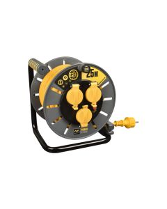 Enrollacable profesional 25m 3g1,5mm ip55 hv07rn-f pro-xt naranja luceco