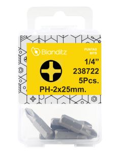 Punta atornillar philips 1/4 5 uds 1/4 2x25mm 5uds bianditz