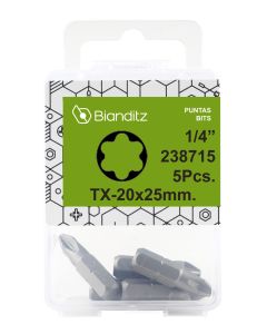 Punta atornillar torx 1/4 5 uds 20 x 25 mm bianditz
