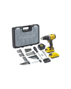Taladro percutor kit brushless v20 li-ion 18v+set acc+2baterias+cargado stanley