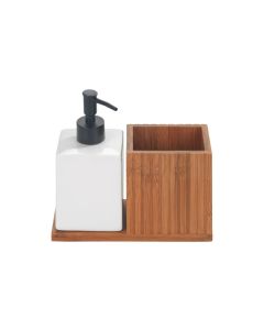 Dosificador jabon mera + portacepillo bambu, cerœmica, abs wenko