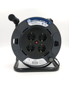 Enrollacable 4 tomas 3x1,5mm ho5vv-f 25mt ip20 con freno tambor luceco