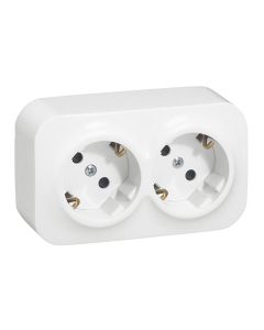 Base shuko doble superficie 16a blanco ip21 forix legrand