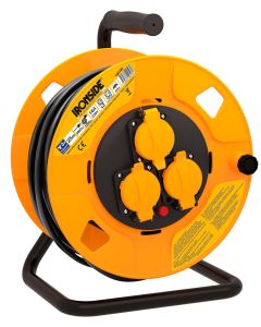 Enrollacable 3 tomas ip55 con tapas 3x1,5mm2 25mts ironside