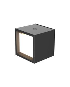 Lampara pared interior cuadrada inalambrico negra box 8 300lm 3000k ip20 newgarden