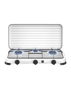 Cocina camping gas con tapa 3 fuegos
