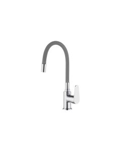 Grifo de cocina monomando caño alto java goma flexible gris artic