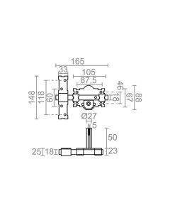 Cerrojo sobreponer 105b/50mm pintado gris llaves iguales crr06