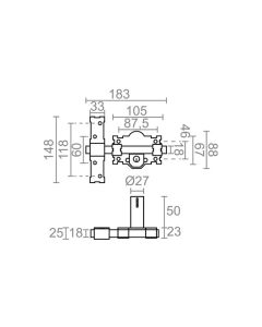 Cerrojo sobreponer 105l/50mm pintado gris llaves iguales crr07