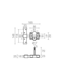 Cerrojo sobreponer 86l/70mm pintado gris crr09