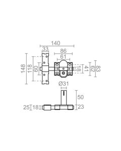 Cerrojo sobreponer 86b/50mm laton satinado crr10