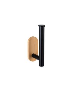 Portarollos acero inox turbo-lock duo orea bamboo, negro/natural wenko