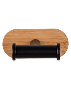 Percha de acero inox turbo-lock duo orea bamboo, negro/natural wenko