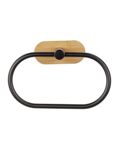 Toallero de aro acero inox turbo-lock duo orea bamboo, negro/natural wenko