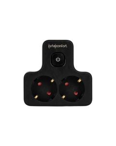 Ladron uno a dos con interruptor negro 16a 250v ip20 arteconfort 23024280