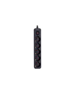Base multiple con interruptor negro 5 tomas 1.5mt arteconfort