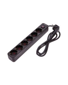 Base multiple con interruptor negro 6 tomas 1,5mt arteconfort