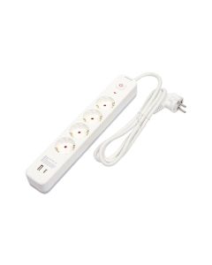 Base multiple con interruptor blanco 4tomas 1,5mt 4 usb+tipo c arteconfort