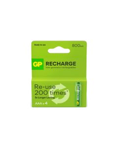 Pila recargable recharge 4 unid lr3 aaa 800 mah gp