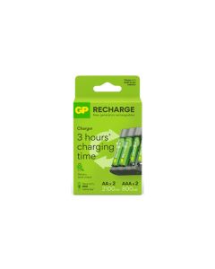 Cargador recharge aa-aaa 2 pilas aa 2100mah + 2 pilas aa 2100 mah gp