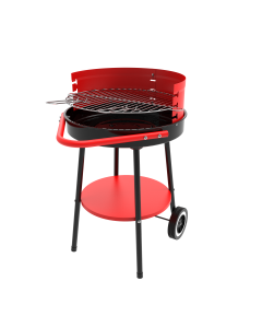 Barbacoa carbon redonda con ruedas 61x50x72 cm natuur