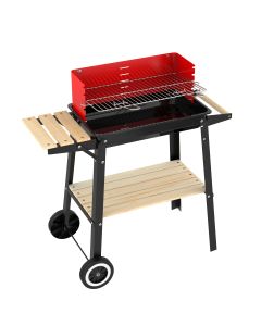 Barbacoa carbon rectangular con ruedas 83x43x86cm natuur